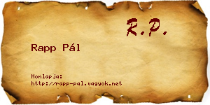 Rapp Pál névjegykártya